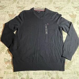 Tommy Hilfiger Navy V Neck cotton Sweater medium‎